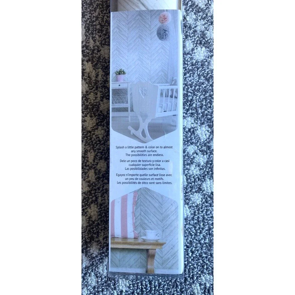 RoomMates Peel & Stick Wallpaper Herringbone Wood Shiplap Boards Chevron White